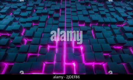 Ein technischer Hintergrund mit Cubes (3D Rendering) Stockfoto