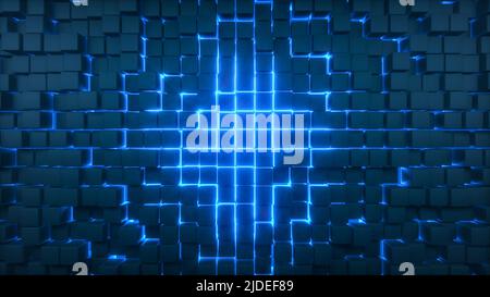 Ein technischer Hintergrund mit Cubes (3D Rendering) Stockfoto