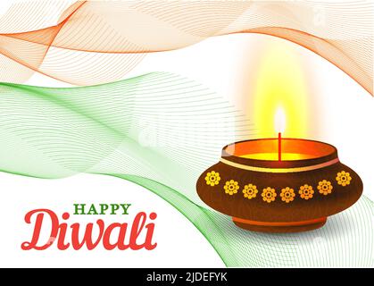 Kartendesign des traditionellen indischen Festivals Diwali mit Lampe. Vektor. Stock Vektor