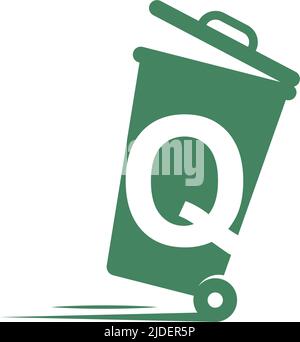 Buchstabe Q im Vektor der Symboldarstellung für den Papierkorb Stock Vektor