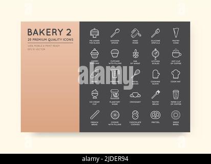 Set von Vector Bakery Gebäck Elemente und Brot Icons Illustration kann als Logo oder Symbol in Premium-Qualität verwendet werden Stock Vektor