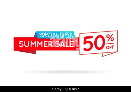Sommerangebot Schild Banner Poster bereit für Web und Print. Vektor. Super, Mega, Huge Sale mit Sonderangebot Stock Vektor