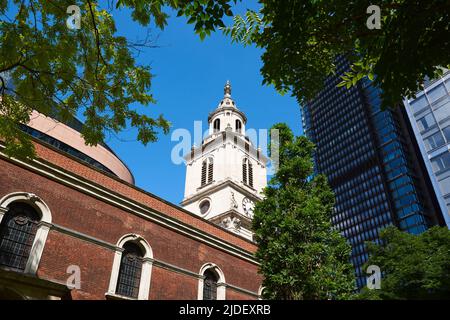 St. Botolph-Without-Bishopsgate Kirche in der City of London, Südostengland Stockfoto