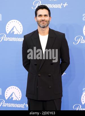 Tyler Hoechlin nimmt an der Paramount+ UK Launch-Veranstaltung in Outernet London Teil. Bilddatum: Montag, 20. Juni 2022. Stockfoto