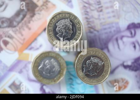 Stillleben-Fotos, die Finanzen und Bargeld, Großbritannien, darstellen Stockfoto