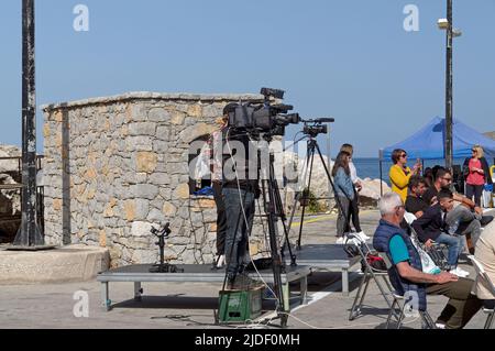 Medien- und Kamerabetreiber bei Tilos, New Zero Waste Initiative, 2022 Stockfoto