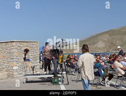 Medien- und Kamerabetreiber bei Tilos, New Zero Waste Initiative, 2022 Stockfoto