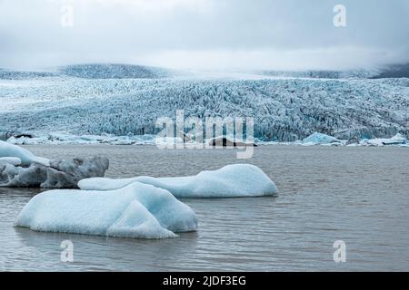 Kleine Eisberge in der Fjallsarlon-Gletscherlagune im Süden Islands Stockfoto