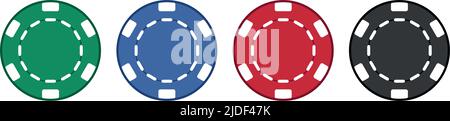 Setzen Sie 4 verschiedene Poker Chips Casino Element auf weißem Hintergrund - Vektor-Illustration Stock Vektor
