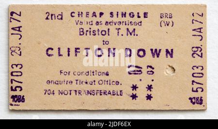 1970s British Rail Ticket Bristol nach Clifton Stockfoto