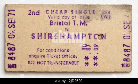 1970s British Rail Ticket Bristol nach Shirehampton Stockfoto