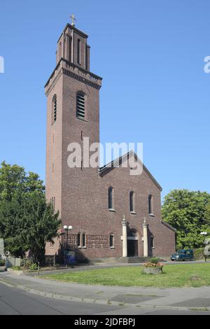 Moderne evangelische Gustav-Adolf-Gedächtniskirche in Mainz-Amöneburg, Wiesbaden, Hessen, Deutschland Stockfoto