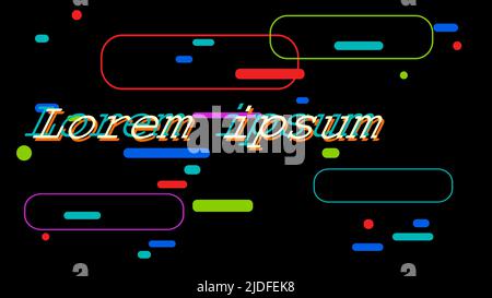 lorem ipsum schwarz Neon abstrakten Hintergrund 80e Stil, helle vintage Retro-Illustration. Pop Art Retro Vektor Illustration 80s Kitsch Vintage Style Stock Vektor