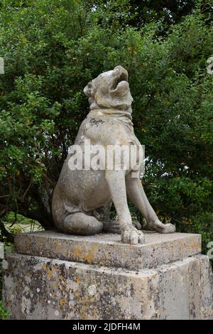 Steinhundestatuen im Basildon Park Stockfoto