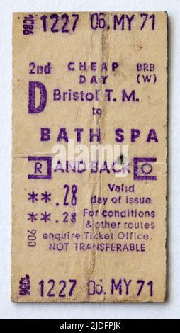 1970s British Rail Ticket Bristol nach Bath Spa Stockfoto