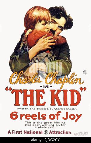 Ein Plakat für Charlie Chaplins Film The Kid. Aus dem Jahr 1921, in dem auch Jackie Coogan zu sehen war. Stockfoto