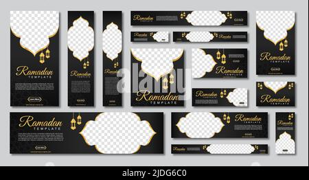 Set von ramadan Web-Banner in Standardgröße mit Platz für Fotos. Ramadan Vorlage Design. vektor-Illustration Stock Vektor