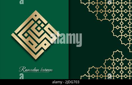 Ramadan Kareem Horizontales Banner mit goldener ramadan-Kalligraphie. 3D Goldener ramadan Kalligraphie Illustration. Modernes arabisches Grußdesign. Vektorgrafik Stock Vektor