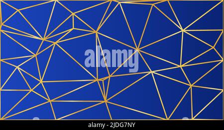 Abstrakte low-Poly mit goldenen Linien Hintergrund Illustration. Low-Poly-Banner mit Dreieck-Formen. Dreiecke Mosaik. Vektorgrafik Stock Vektor