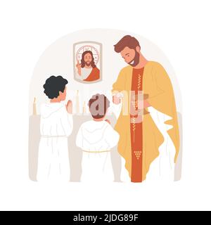 Die Eucharistie isoliert Cartoon-Vektor-Illustration. Kinder gehen zu ihrer ersten Eucharistie heilige Kommunion, religiösen Geist, katholische Bräuche, Sakrament in der Kirche Vektor-Cartoon. Stock Vektor