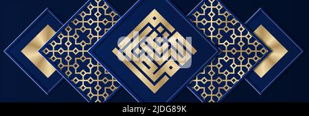 Kreatives modernes Design mit geometrischem arabischem Goldmuster auf texturiertem Hintergrund. Islamischer Feiertag Ramadan Kareem. Grußkarte oder Banner. Vektor Stock Vektor