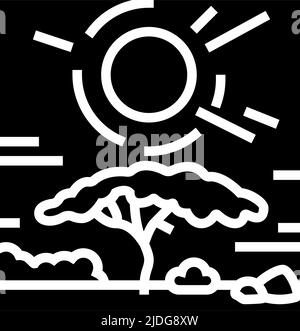 Sonnenuntergang afrikanische Glyphe Symbol Vektor-Illustration Stock Vektor