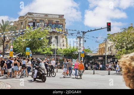 Platz von Magen David vor dem Carmel Bazaar Tel Aviv, Israel Stockfoto