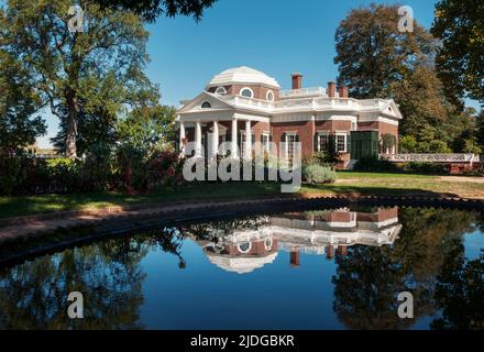 Monticello, Thomas Jefferson Home der dritte Präsident der Vereinigten Staaten im historischen Charlottesville Virginia. Stockfoto