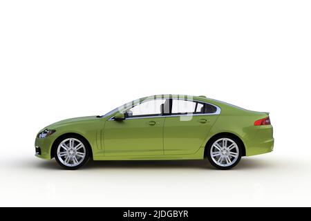 Auto isoliert auf weißem Hintergrund, 3D Rendering. Stockfoto