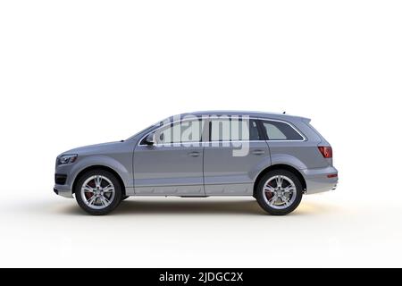 Auto isoliert auf weißem Hintergrund, 3D Rendering. Stockfoto