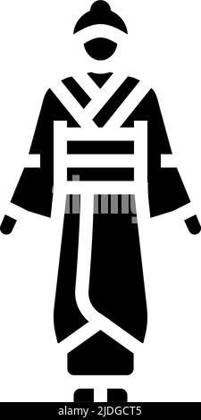 geisha Frau Glyphe Symbol Vektor Illustration Stock Vektor