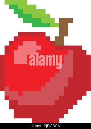 apple Pixel Art isoliert auf weißem Hintergrund Stock Vektor