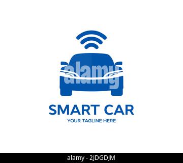 Autonomes Auto, Elektromaschine, Automobiltechnologie Logo-Design. Fahrzeugtechnik oder Smart Car Vektor-Design und Illustration. Stock Vektor