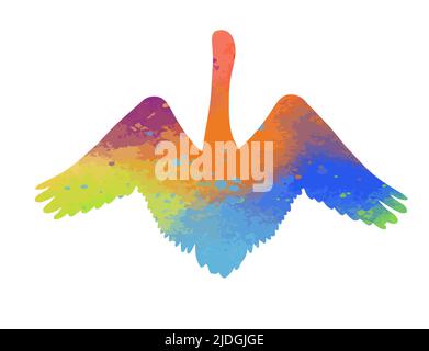 Schöne bunte abstrakte Silhouette eines Schwans. Vektorgrafik Stock Vektor