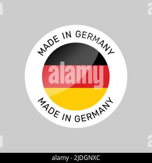 Made in Germany buntes Vektor-Abzeichen. Aufkleber mit deutscher Flagge. Stock Vektor