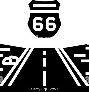 Abbildung des Symbolvektors für highway 66-Glyphen Stock Vektor