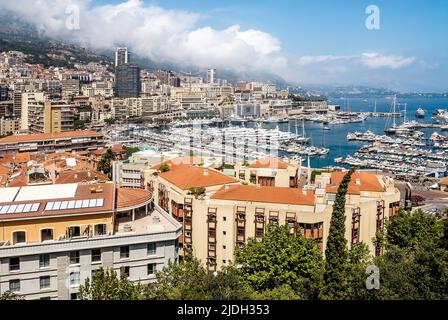 Blick auf die Stadt von Monte Carlo, Monaco, Monte Carlo Stockfoto