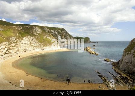 Man of war Beach am Durdle Door Cliff an der Jurassic Coast, Großbritannien, England, Dorset Stockfoto