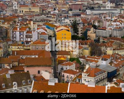 Blick von Miradouro Sophia de Mello Breyner Andresen, Miradouro da Graca, auf den Stadtteil Baixa, Portugal, Lissabon Stockfoto