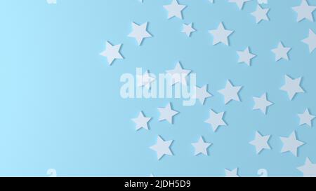 Kleine weiße Sterne auf blauem Hintergrund 3D Abbildung Stockfoto