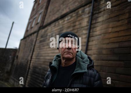 Irvine Welsh, Autorin, im neuen Stadtgebiet von Edinburgh, Schottland, 2. März 2022. Stockfoto