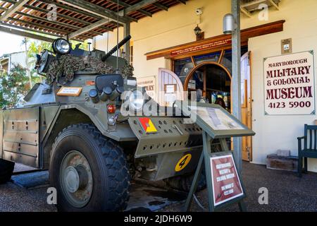 Ferret Scout Car vor dem Maryborough Military Museum, Portside Heritage Precinct, Maryborough, Queensland Australien Stockfoto