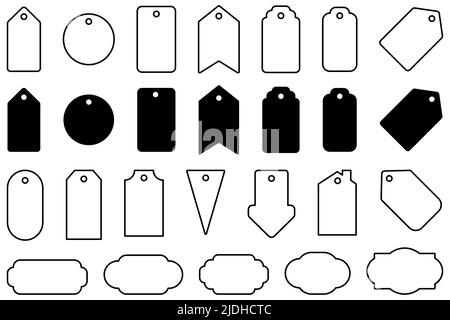 Preisschild-Symbol festgelegt. Große Sammlung von Etiketten. Flache Vektorgrafik Stock Vektor