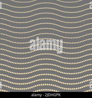 Nahtloser Vektor-Schmuck. Moderner gewellter Hintergrund. Geometrisches modernes Muster mit welligen goldenen Quadraten Stock Vektor