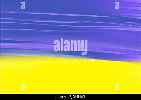 Hintergrund in blauen und gelben Tönen, Pinselstrichen, Acrylfarben. Ukrainische Flagge. Ukraine und unterstützen die Friedensflagge in der Ukraine, heller Hintergrund f Stock Vektor