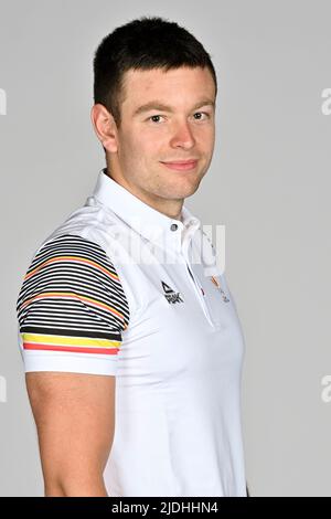 Daan Cox posiert für den Fotografen bei einem Fotoshooting für das belgische Olympische Komitee BOIC - COIB im Vorfeld der World Games 2022 Sportveranstaltung, Montag, 20. Juni 2022 in Deurne, Antwerpen. BELGA FOTO DIRK WAEM Stockfoto