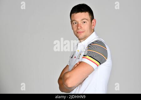 Daan Cox posiert für den Fotografen bei einem Fotoshooting für das belgische Olympische Komitee BOIC - COIB im Vorfeld der World Games 2022 Sportveranstaltung, Montag, 20. Juni 2022 in Deurne, Antwerpen. BELGA FOTO DIRK WAEM Stockfoto