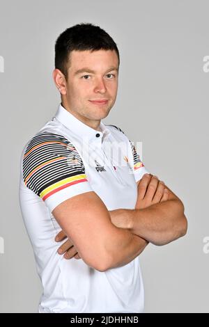 Daan Cox posiert für den Fotografen bei einem Fotoshooting für das belgische Olympische Komitee BOIC - COIB im Vorfeld der World Games 2022 Sportveranstaltung, Montag, 20. Juni 2022 in Deurne, Antwerpen. BELGA FOTO DIRK WAEM Stockfoto