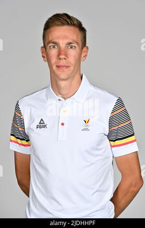 Der belgische Eisschnellläufer Bart Swings posiert für den Fotografen bei einem Fotoshooting für das belgische Olympische Komitee BOIC - COIB im Vorfeld des Sportereignisses der World Games 2022, Montag, 20. Juni 2022 in Deurne, Antwerpen. BELGA FOTO DIRK WAEM Stockfoto