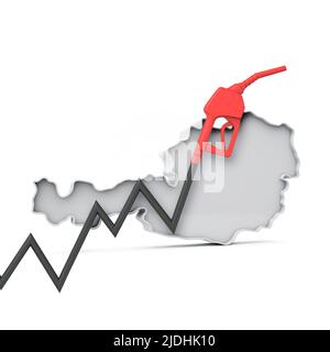 Steigende Kosten für Benzin und Kraftstoff in österreich Konzept. 3D Rendering Stockfoto